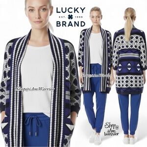 Lucky Brand geo print cotton cardigan sweater *shop@iamwarrior